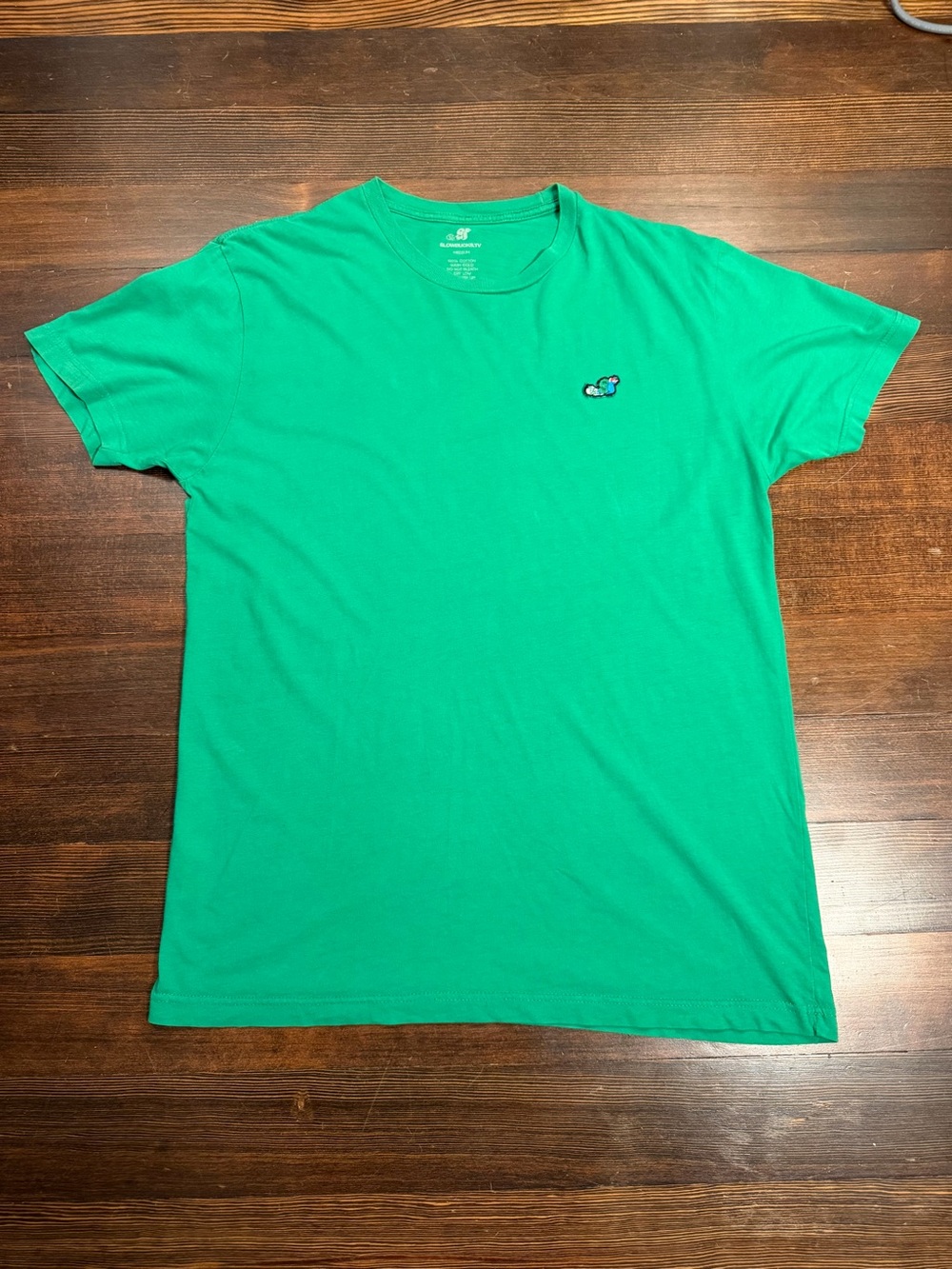 Slowbucks.TV Green Embroidered Logo Tee Medium NYC Hip Hop Streetwear Made USA